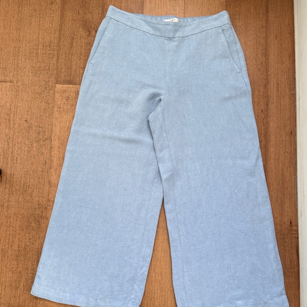 LOFT Light Blue Wide-Leg Cropped Pants